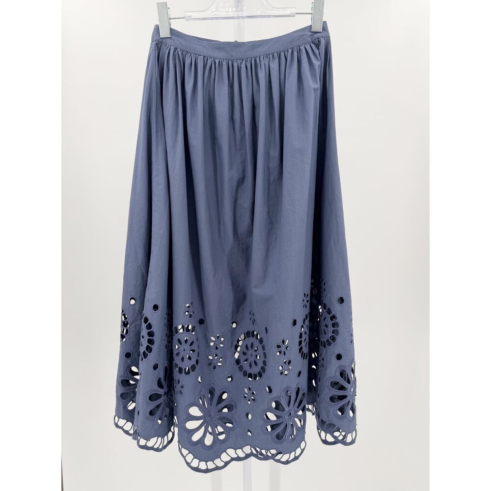 The Great Skirt Eyelet Super Bloom Dusty Blue Vintage Midi NWT Summer Small - Picture 2 of 8